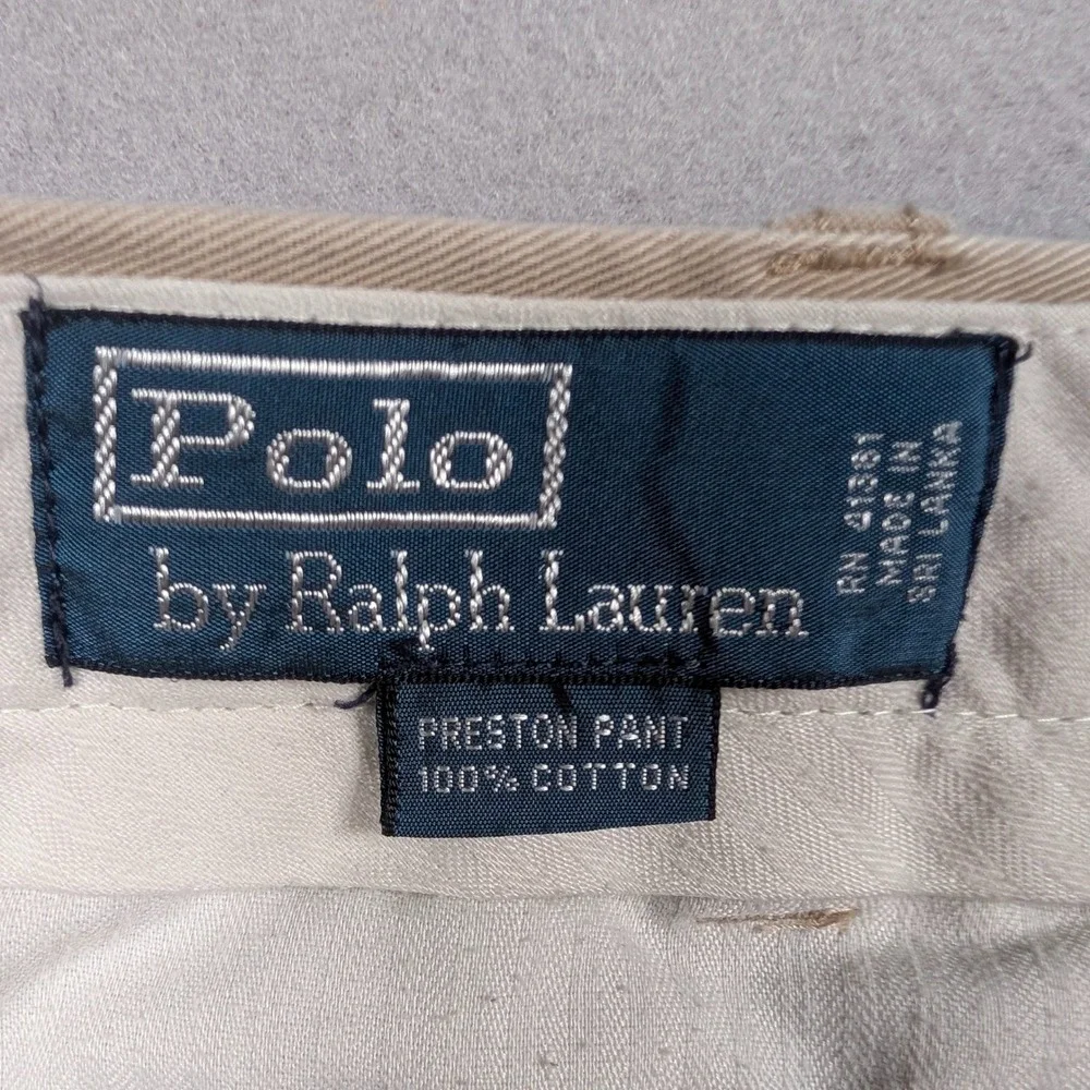 Vintage Polo Ralph Lauren Preston Pant Mens 34x32 Khaki‎ Chino Straight Pony Y2K